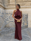 VESTIDO HALTER BURDEOS